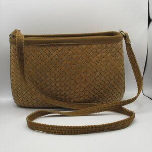 Vintage Tano light brown woven purse with fabric strap